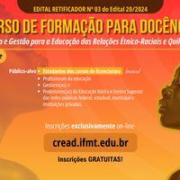 IFMT abre 3.750 vagas para curso gratuito de formação docente e gestão na educação étnico-racial e quilombola